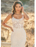 Scoop Neck Ivory Allover Lace Open Back Wedding Dress